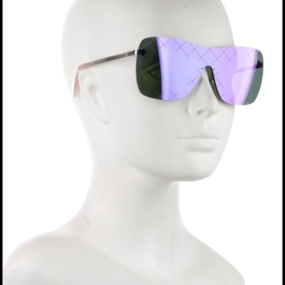 Chanel 4215 CC Shield Quilting Runway Sunglasses purple-mirror silver luxury - Picture 2 of 13